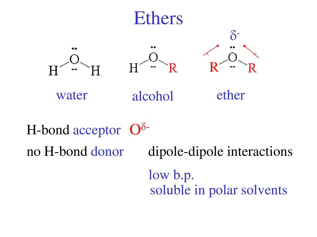 ethers no hydrogen bond